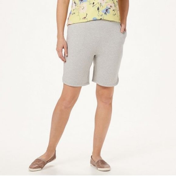 Denim & Co French Terry Pull-On Shorts - 8" Inseam - Picture 1 of 2